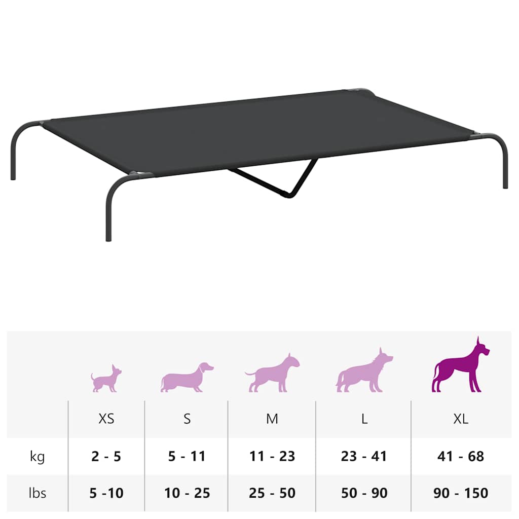 Forhøyet hundeseng svart 150x90x20 cm oxfordstoff og stål