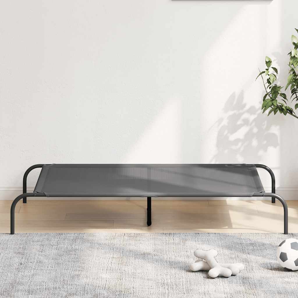 Forhøyet hundeseng grå 130x80x20 cm tekstil og stål