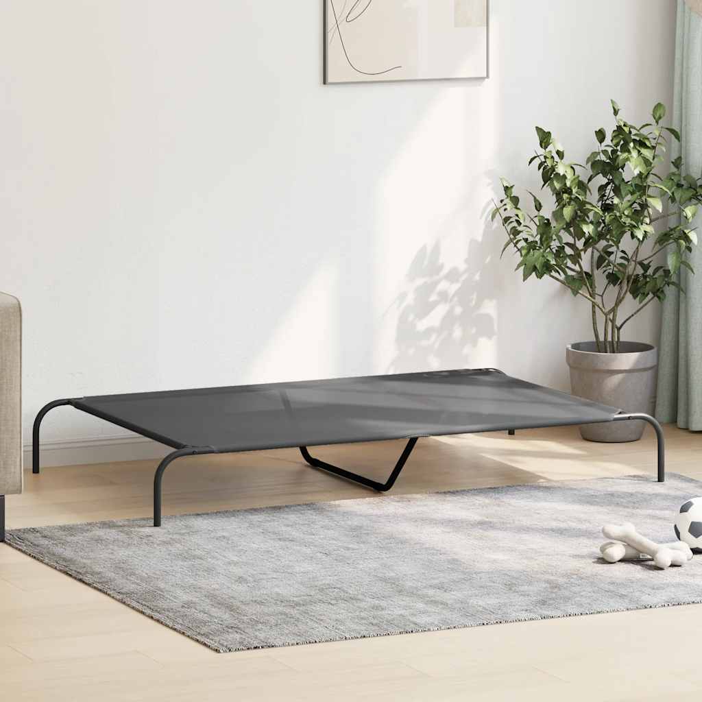 Forhøyet hundeseng grå 150x90x20 cm tekstil og stål
