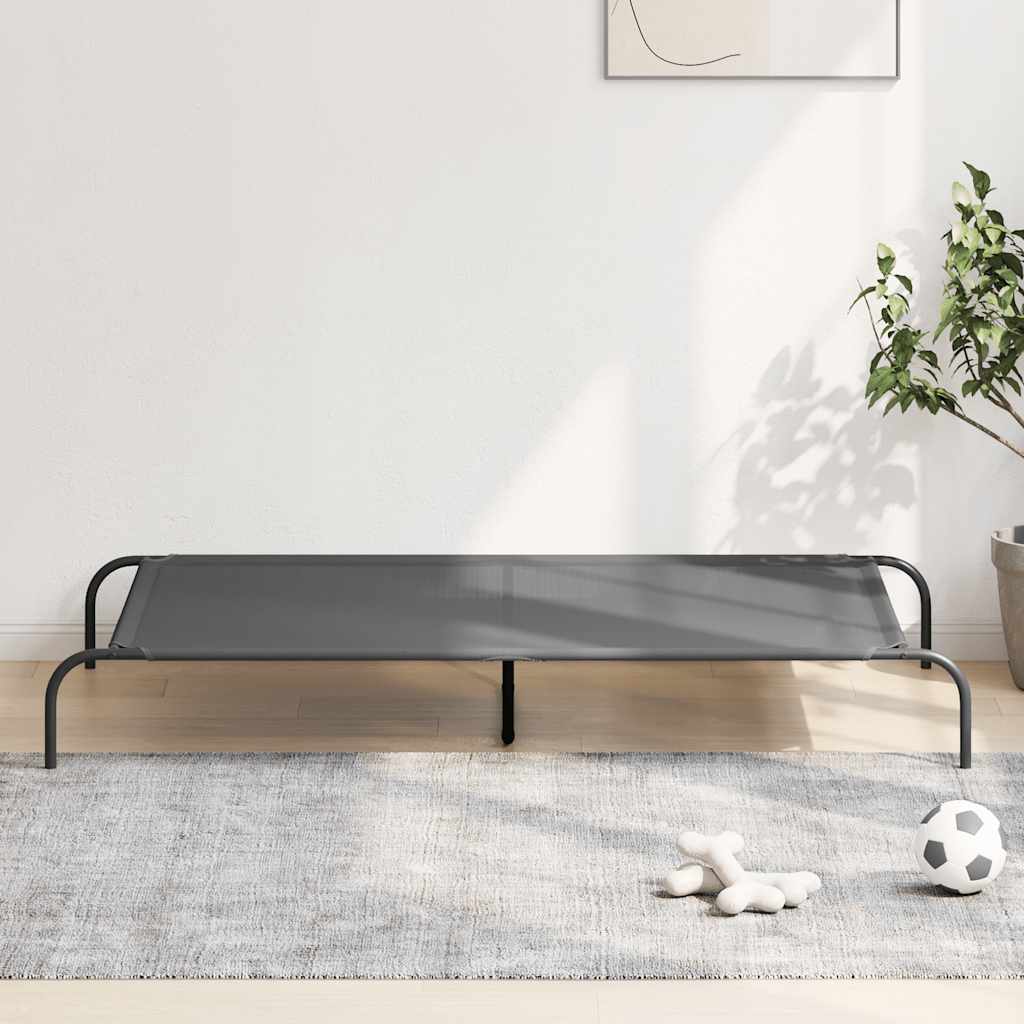 Forhøyet hundeseng grå 150x90x20 cm tekstil og stål