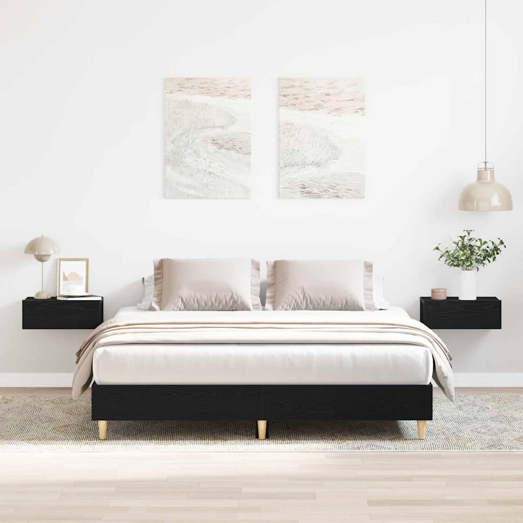 Sengestamme Svart Eik 203 x 153 x 25 cm Konstruert tre