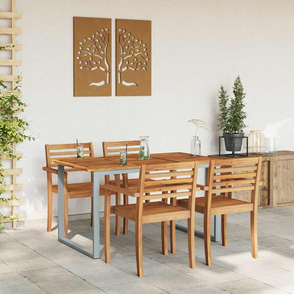 Hagebord Grå 140 x 80 x 75 cm Solid akasietre