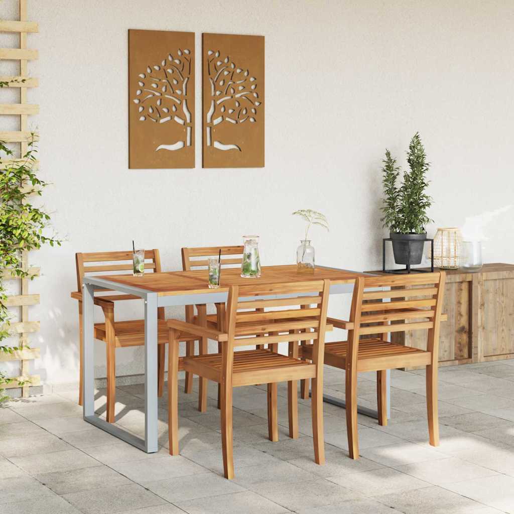 Hagebord Grå 140 x 80 x 75 cm Solid akasietre