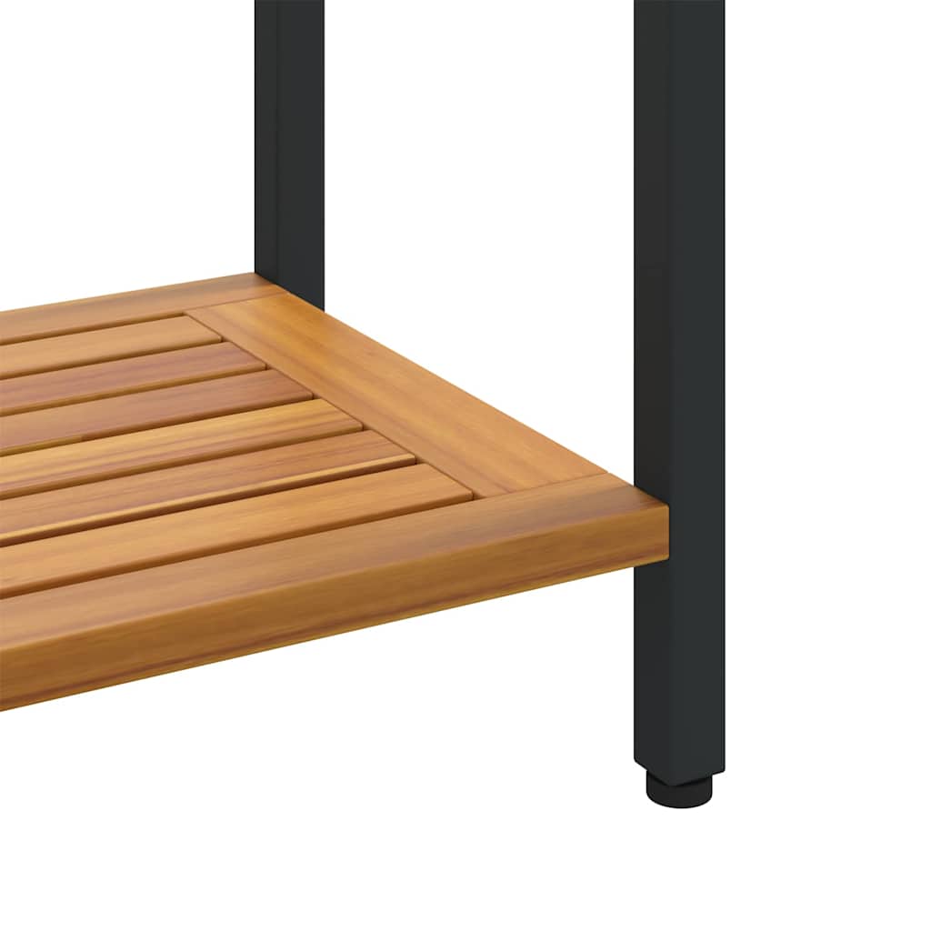 Utebord med lagring med hylle Naturlig og svart 80 x 35 x 75 cm