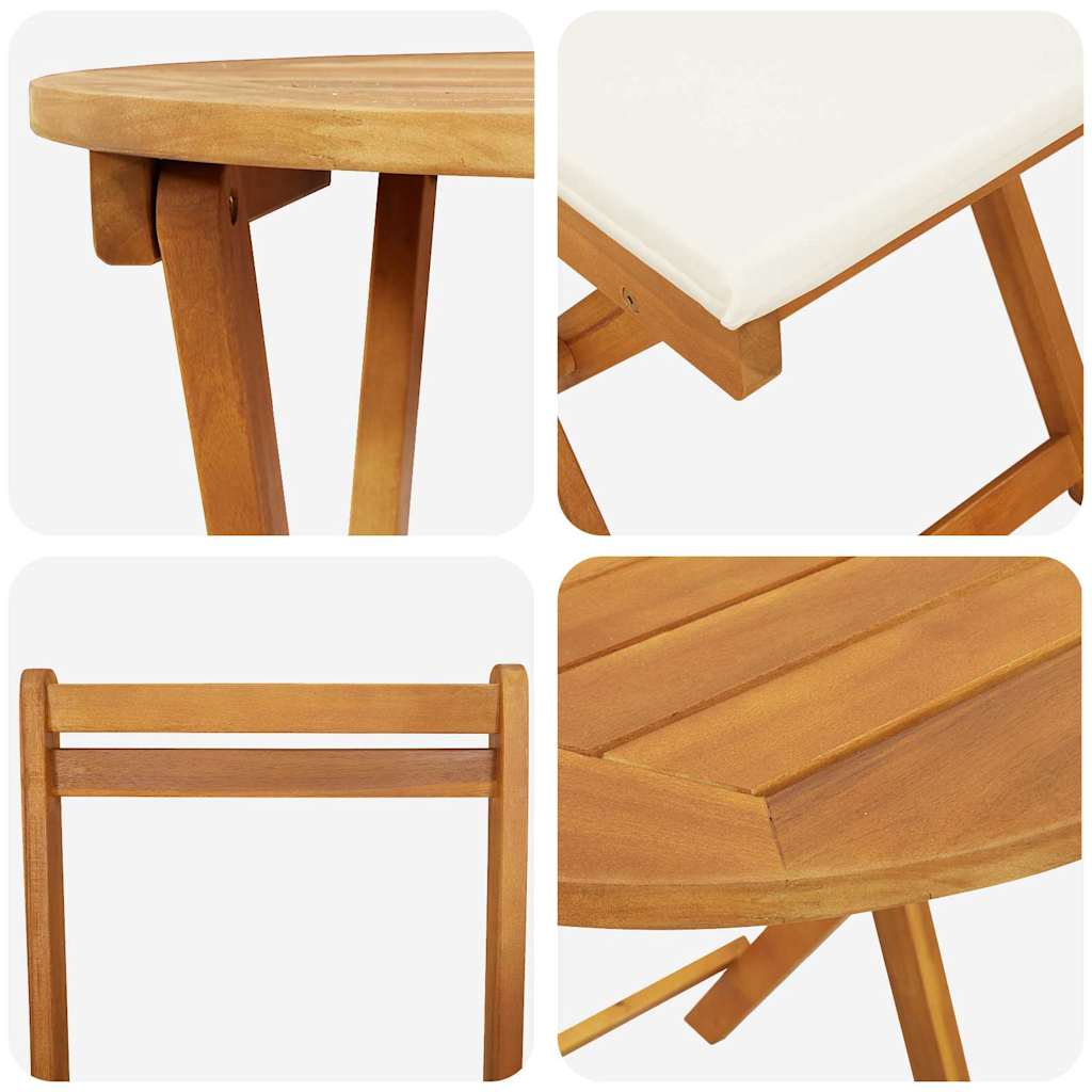 Hage Bistro Sett med pute 3 pcs Brun heltre akasie