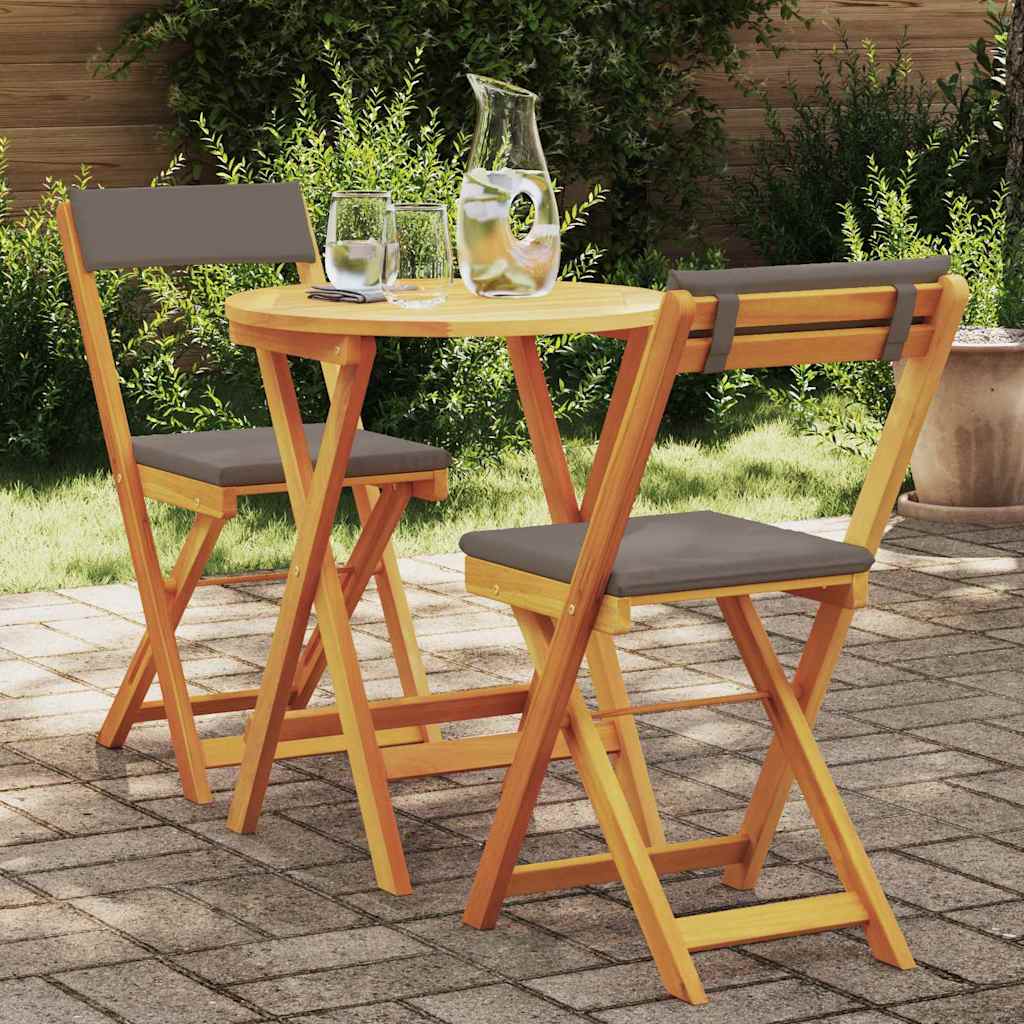 Hage Bistro Sett med pute 3 pcs Brun heltre akasie