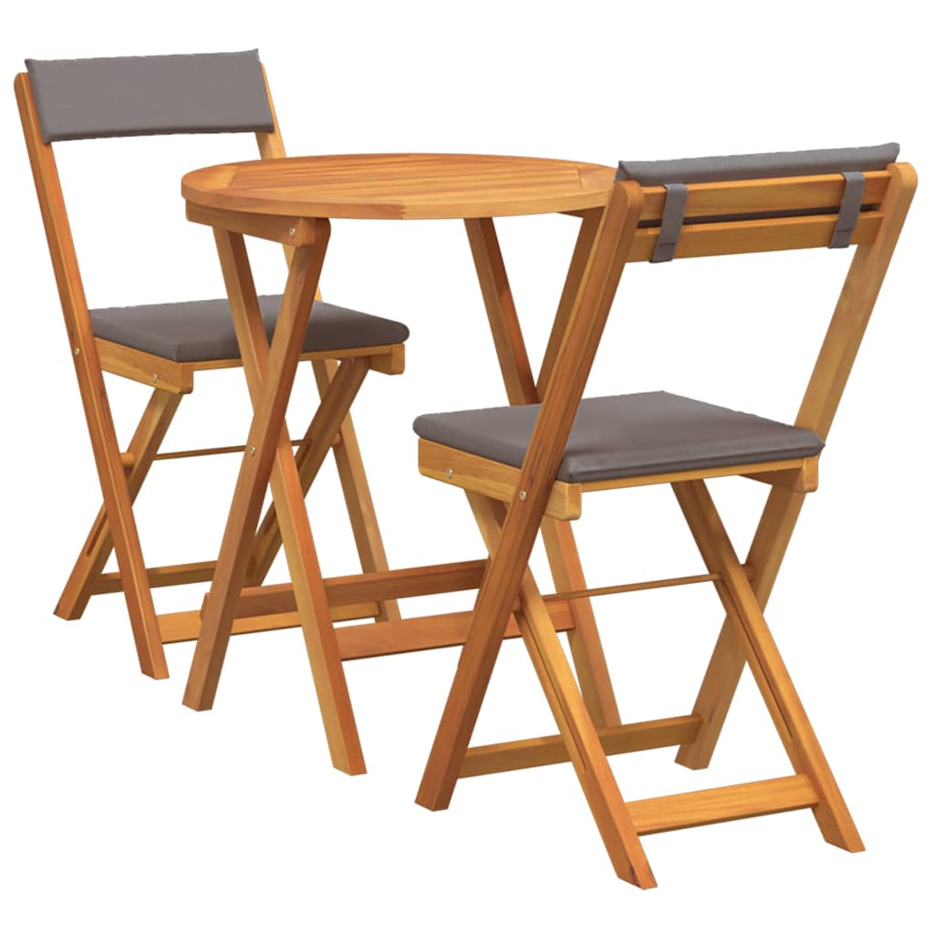 Hage Bistro Sett med pute 3 pcs Brun heltre akasie