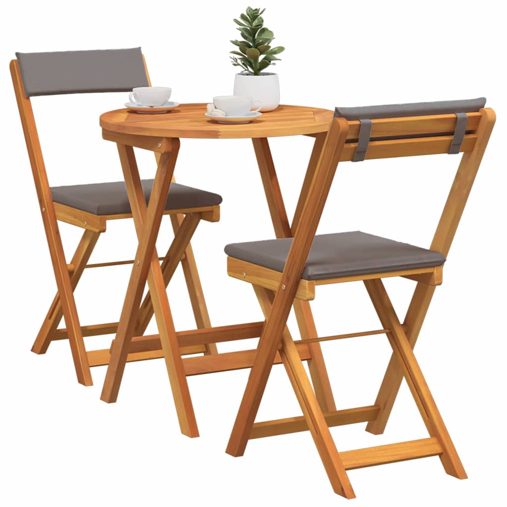 Hage Bistro Sett med pute 3 pcs Brun heltre akasie