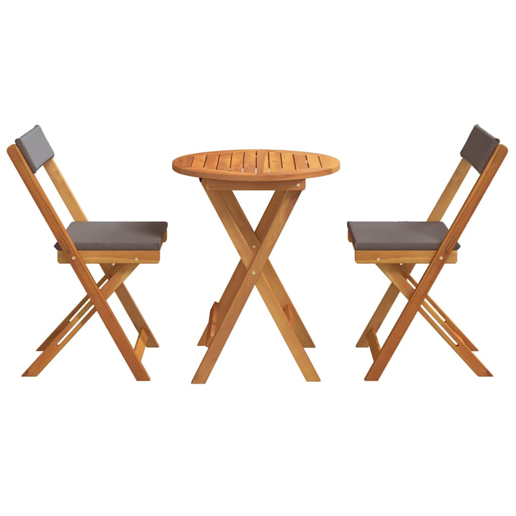 Hage Bistro Sett med pute 3 pcs Brun heltre akasie