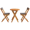 Hage Bistro Sett med pute 3 pcs Brun heltre akasie