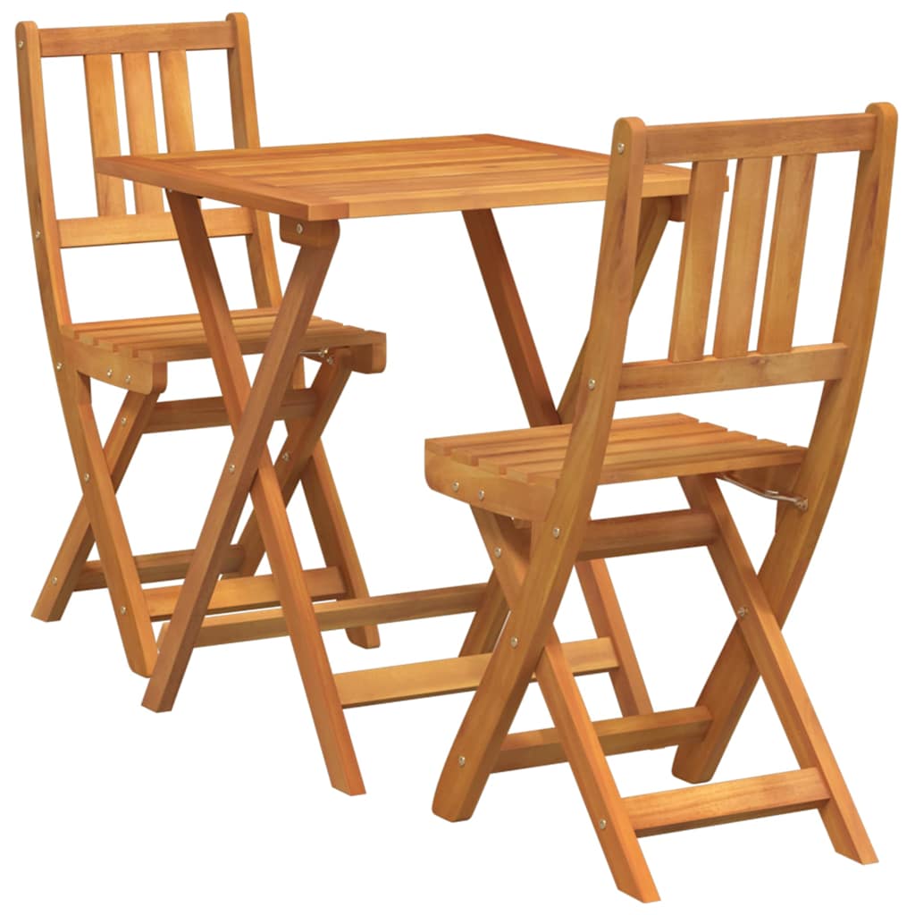 Bistrosett 3 pcs Brun heltre akasie