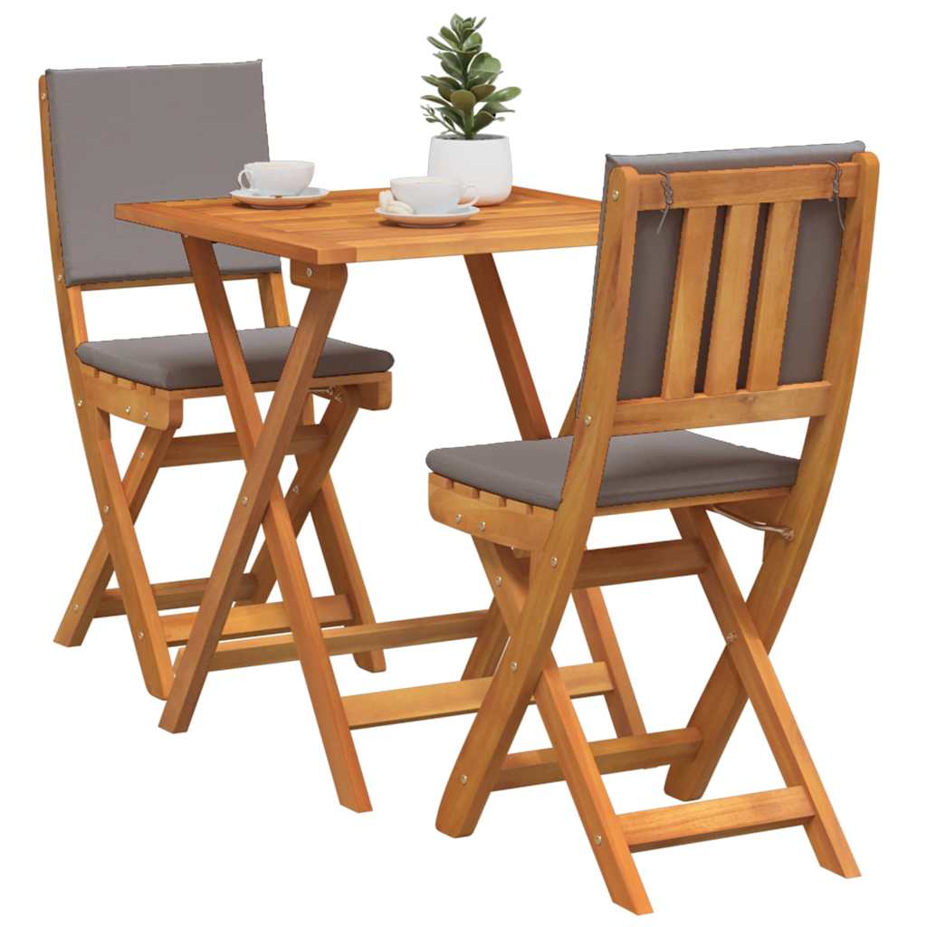 Bistrosett 3 pcs Brun heltre akasie