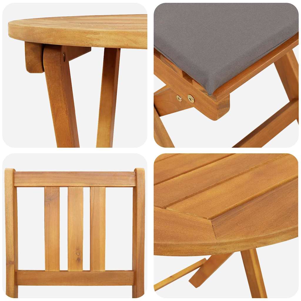 Bistrosett 3 pcs Brun heltre akasie