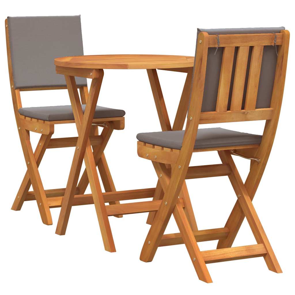 Bistrosett 3 pcs Brun heltre akasie