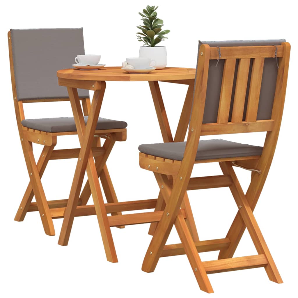 Bistrosett 3 pcs Brun heltre akasie