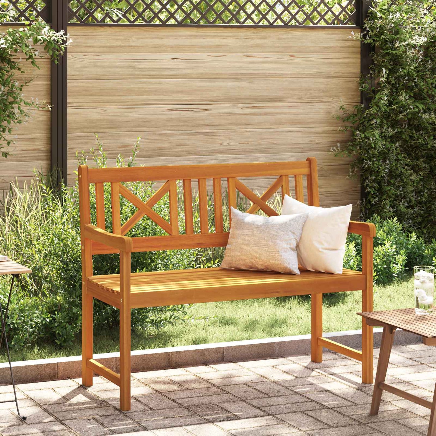 Utendørs benk Naturlig 110 x 56 x 90 cm Solid akasietre