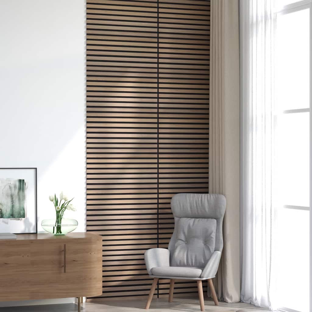 akustiske veggpaneler 8 stk lamell 60,5x60 cm eikefiner