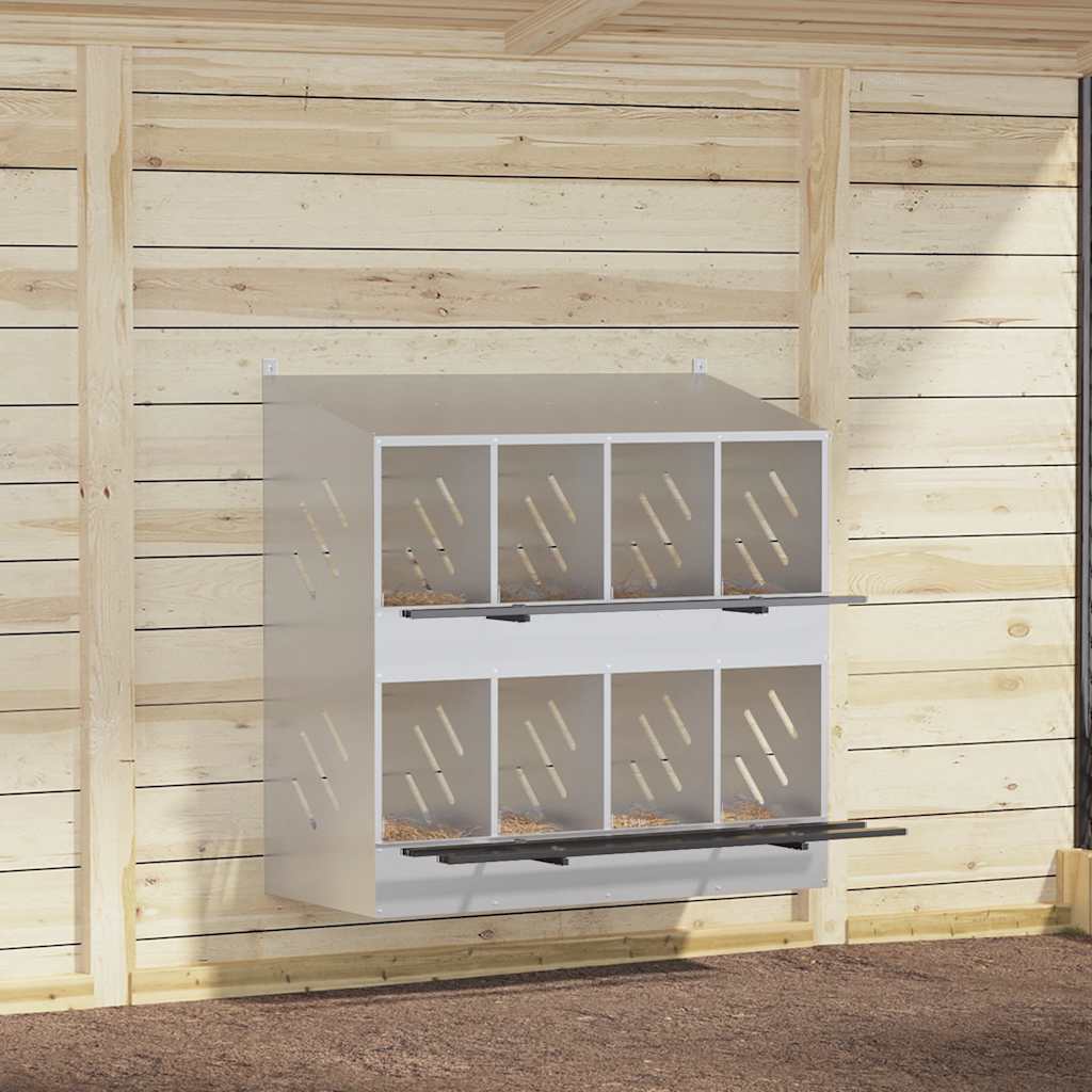 kyllinghekkeboks med 8 rom galvanisert sølvmetall