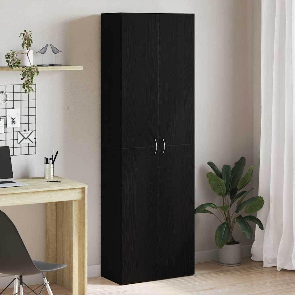 Kontorskap med hylle Svart Eik 60 x 32 x 190 cm Konstruert tre vidaXL