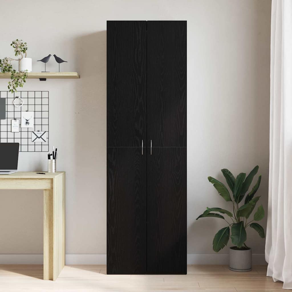 Kontorskap med hylle Svart Eik 60 x 32 x 190 cm Konstruert tre vidaXL