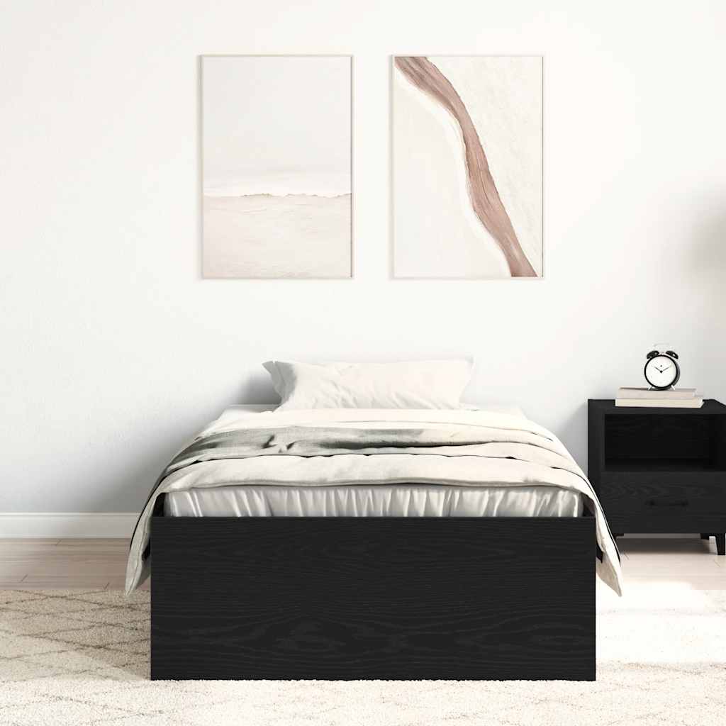 Sengeramme uten madrass svart eik 75x190 cm konstruert tre