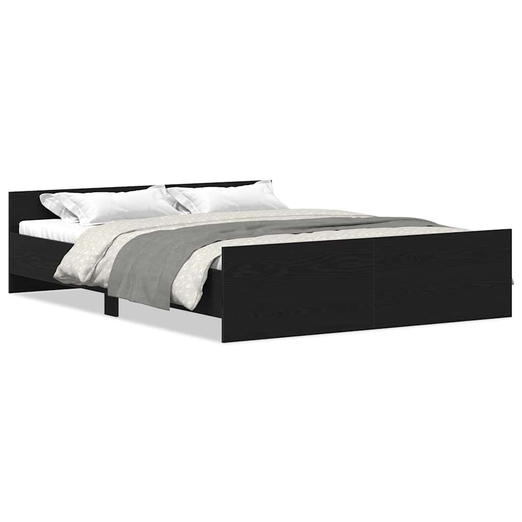 Sengeramme uten madrass svart eik 150x200 cm konstruert tre
