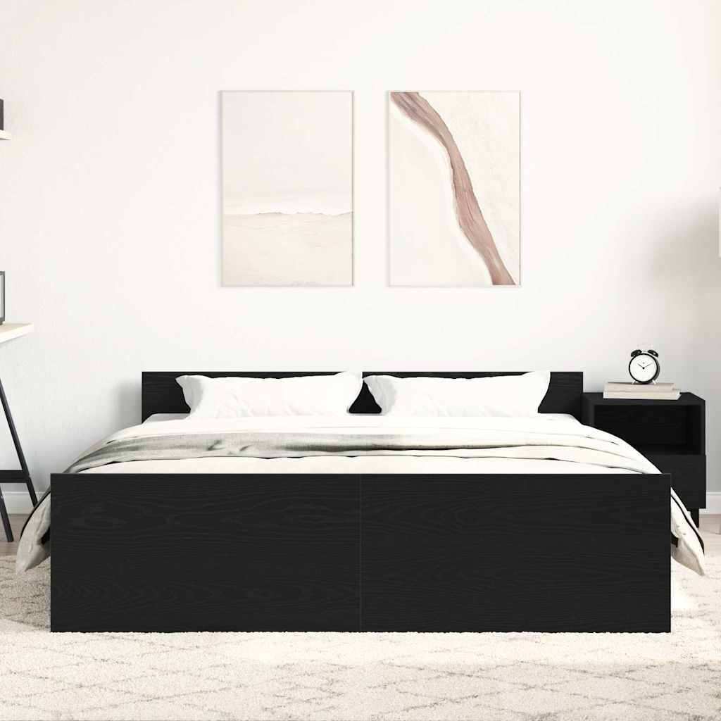 Sengeramme uten madrass svart eik 150x200 cm konstruert tre
