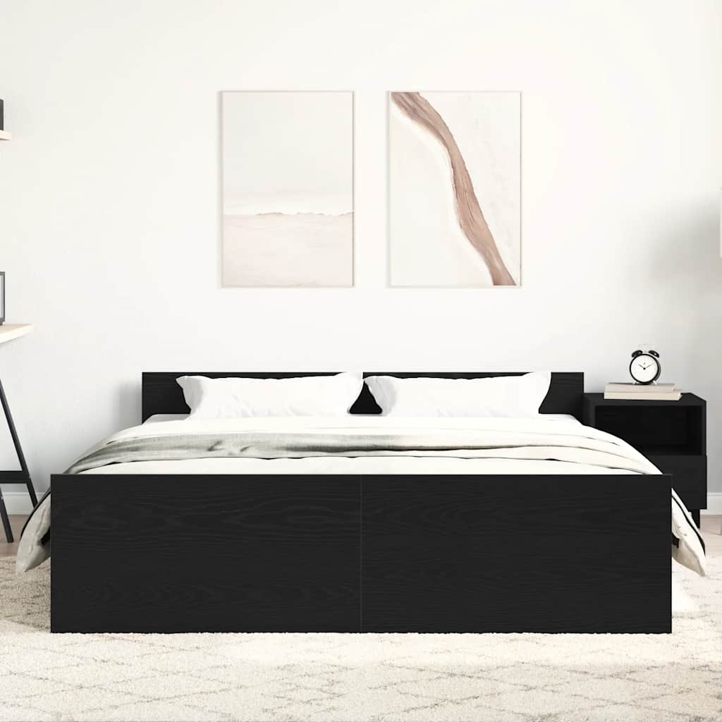 Sengeramme uten madrass svart eik 160x200 cm konstruert tre