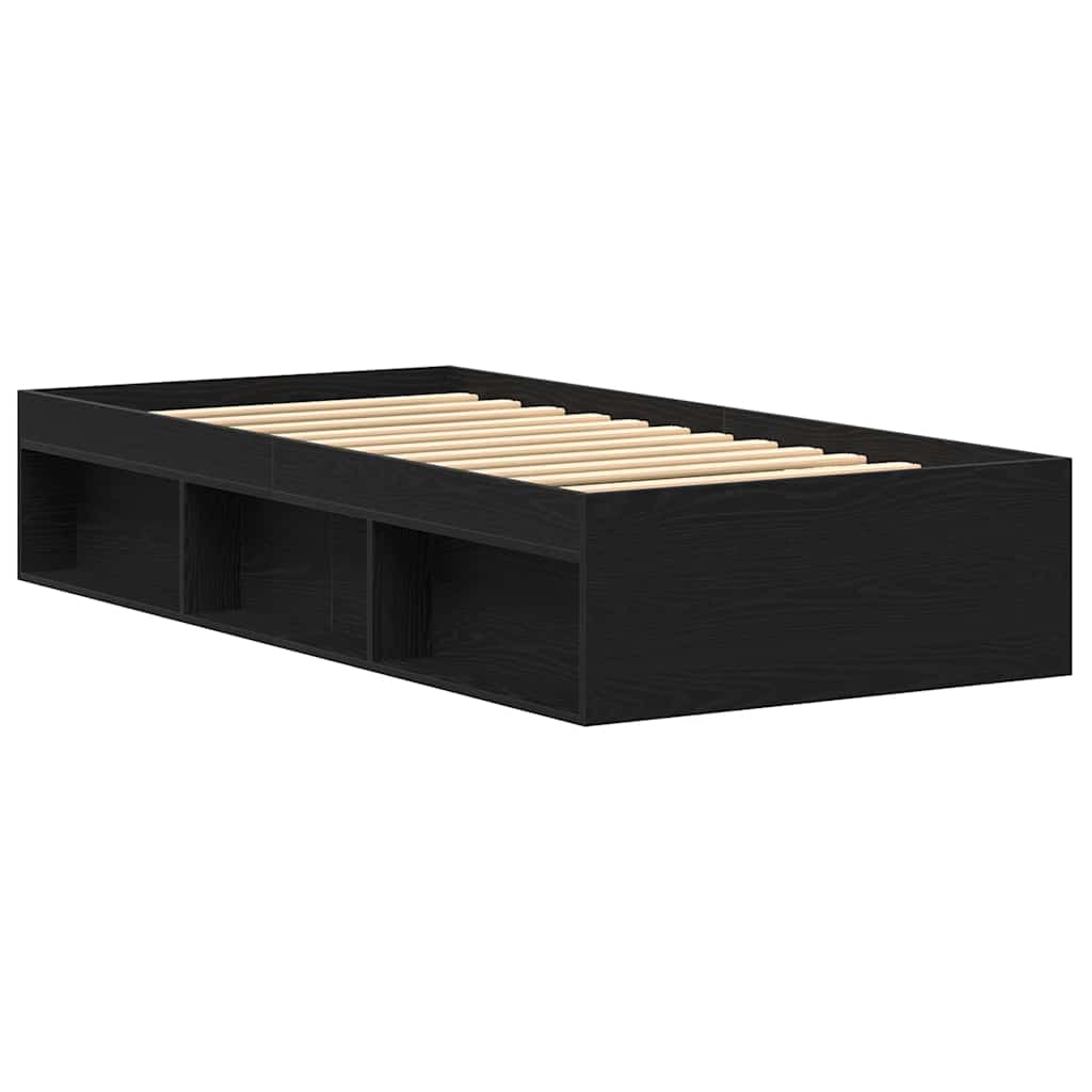 Sengeramme uten madrass svart eik 90x200 cm konstruert tre
