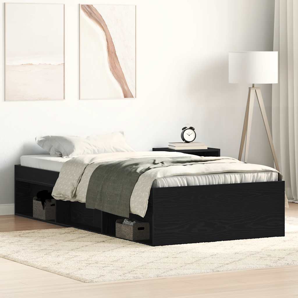 Sengeramme uten madrass svart eik 90x200 cm konstruert tre