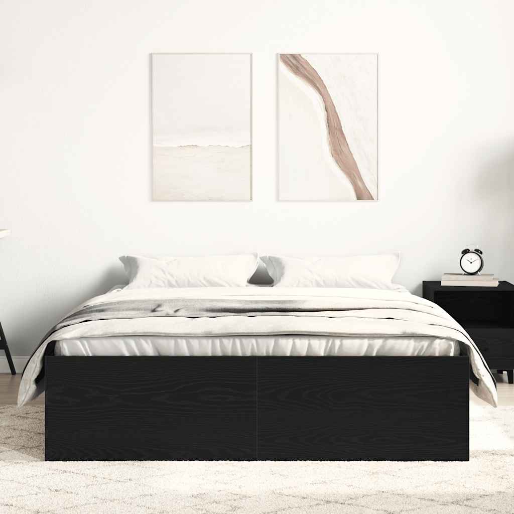 Sengeramme uten madrass svart eik 120x190 cm konstruert tre