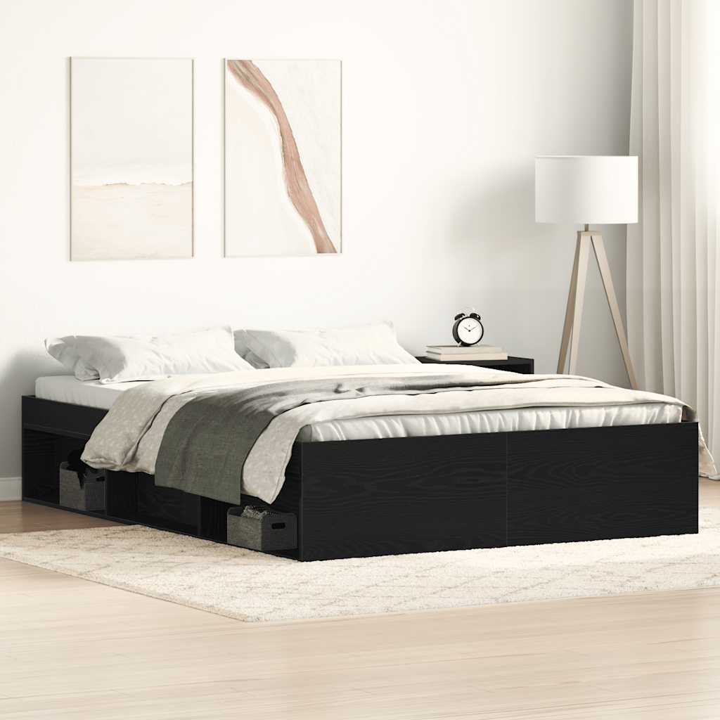 Sengeramme uten madrass svart eik 120x190 cm konstruert tre