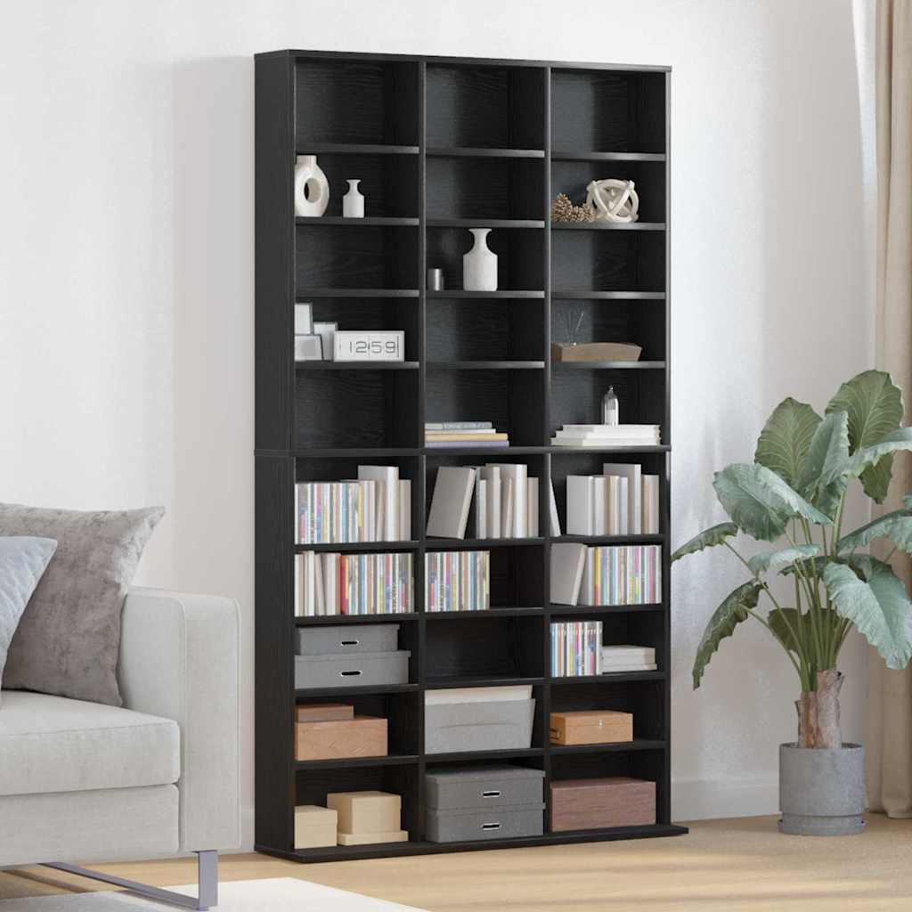 CD skap med hylle Svart Eik 101 x 23 x 177,5 cm Konstruert tre