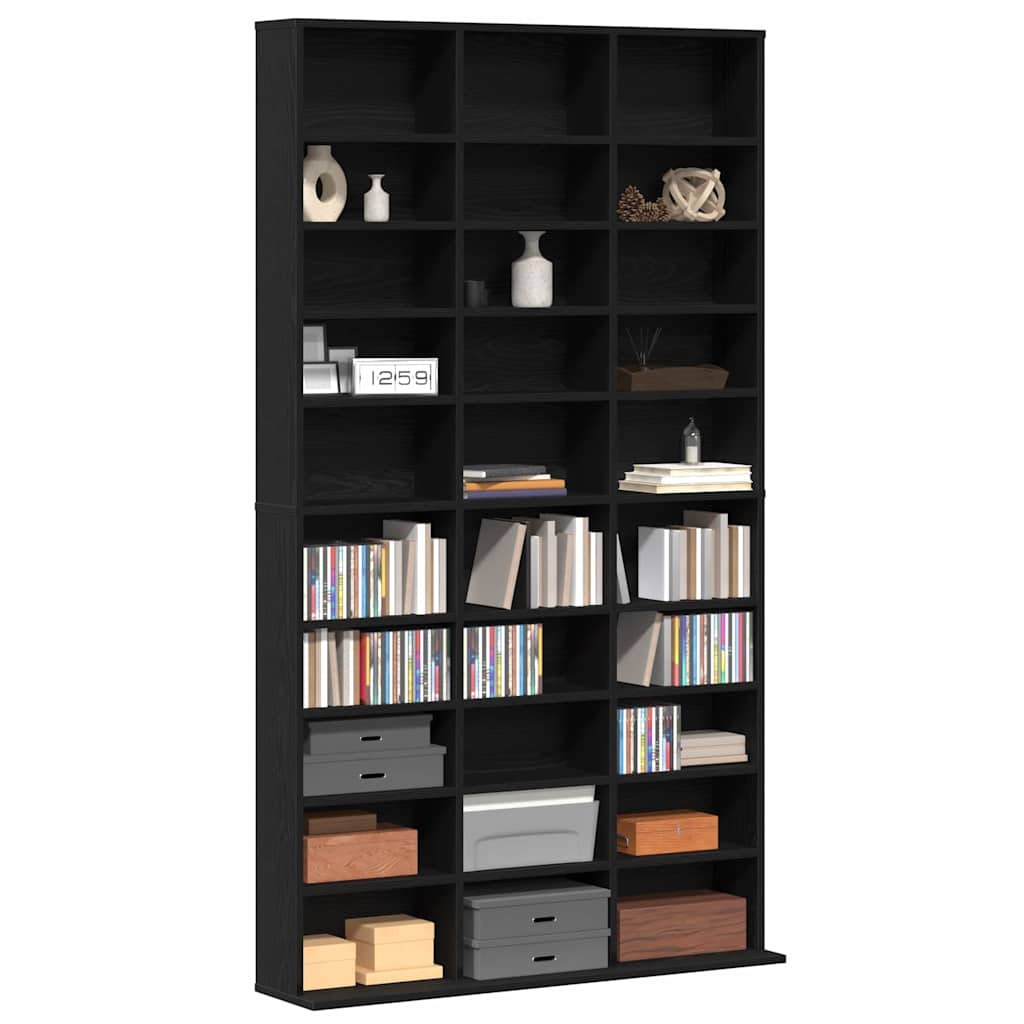 CD skap med hylle Svart Eik 101 x 23 x 177,5 cm Konstruert tre