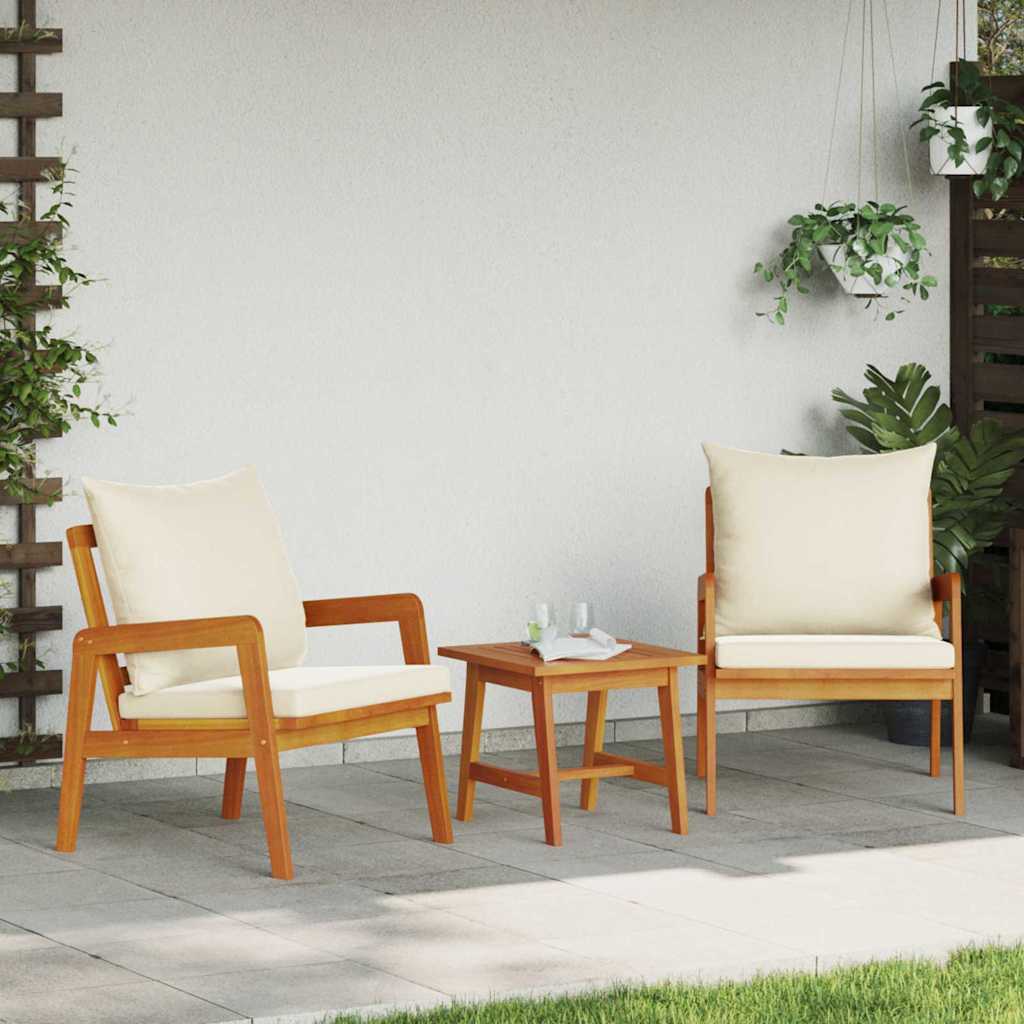 Hage Stol med pute 2 pcs Brun Massivt akasietre