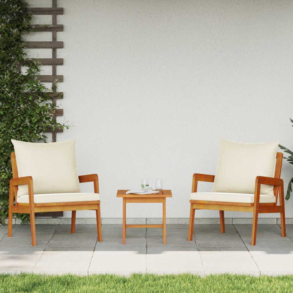 Hage Stol med pute 2 pcs Brun Massivt akasietre