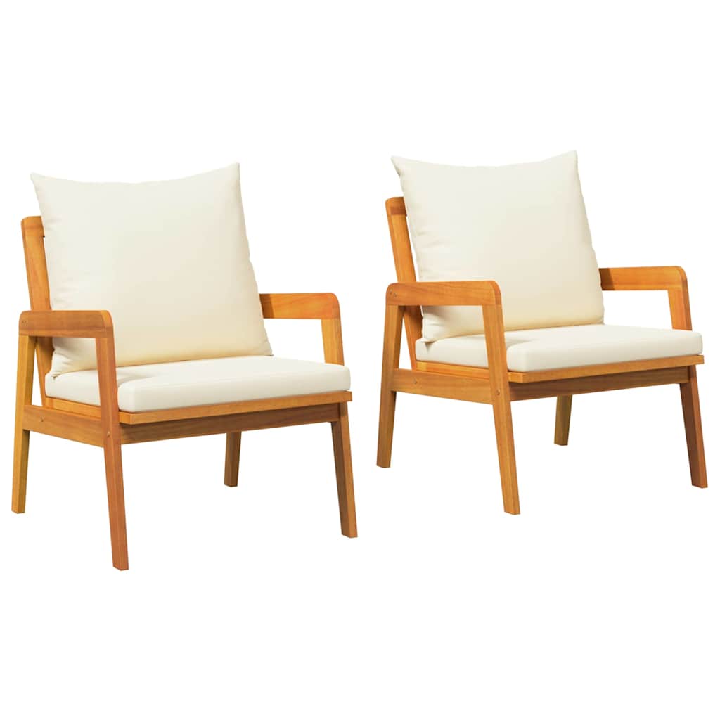 Hage Stol med pute 2 pcs Brun Massivt akasietre