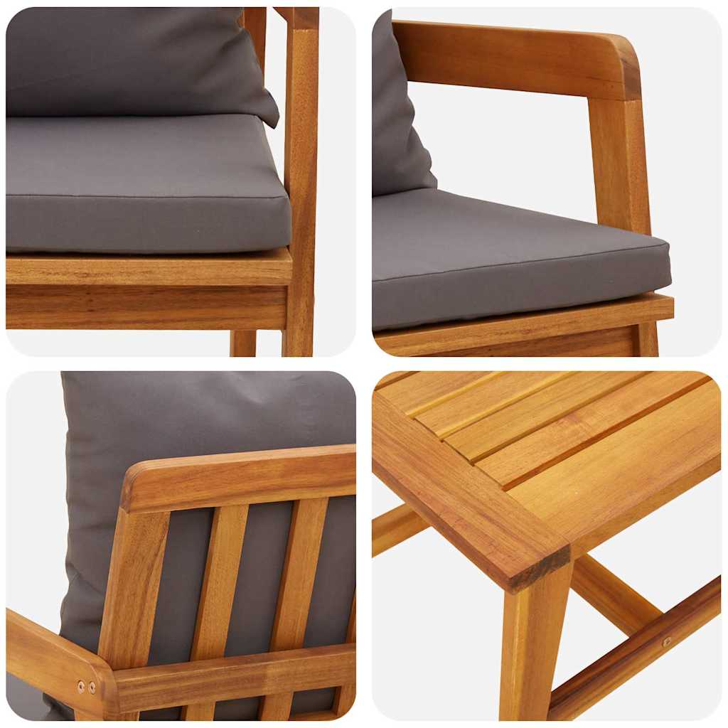Bistrosett 3 pcs Brun 45 x 45 x 38cm Massivt akasietre