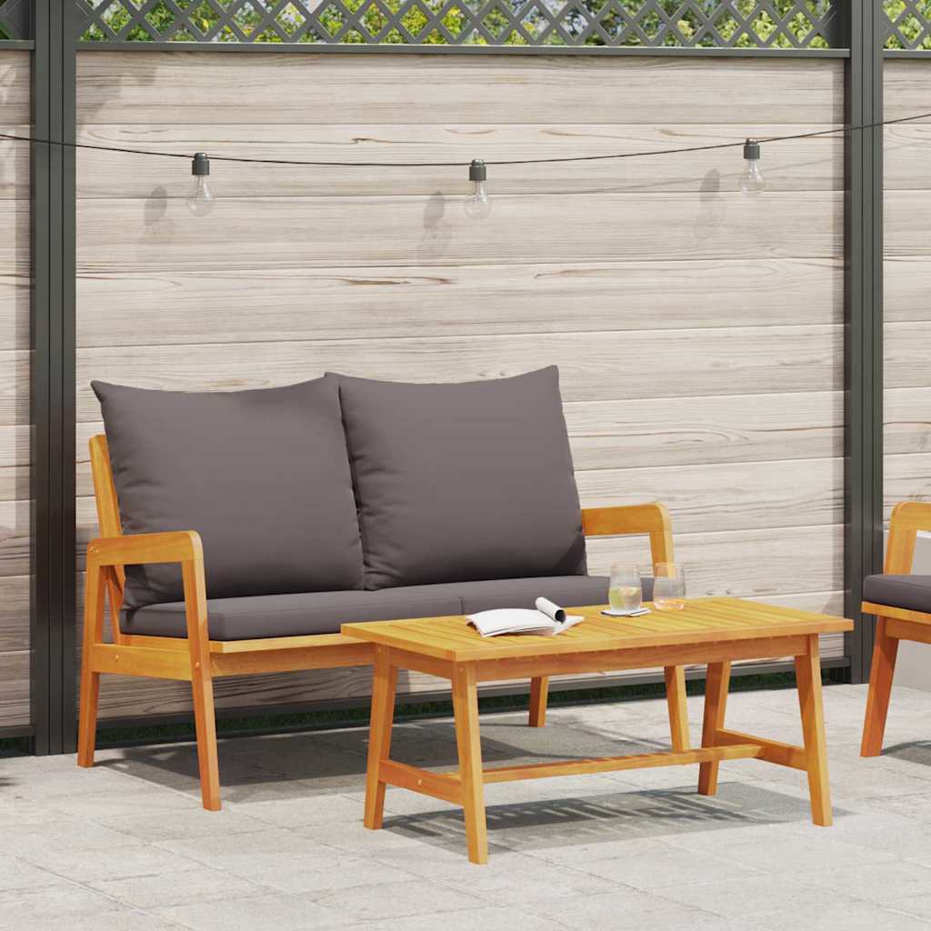 Bistrosett med pute 2 pcs Brun Massivt akasietre