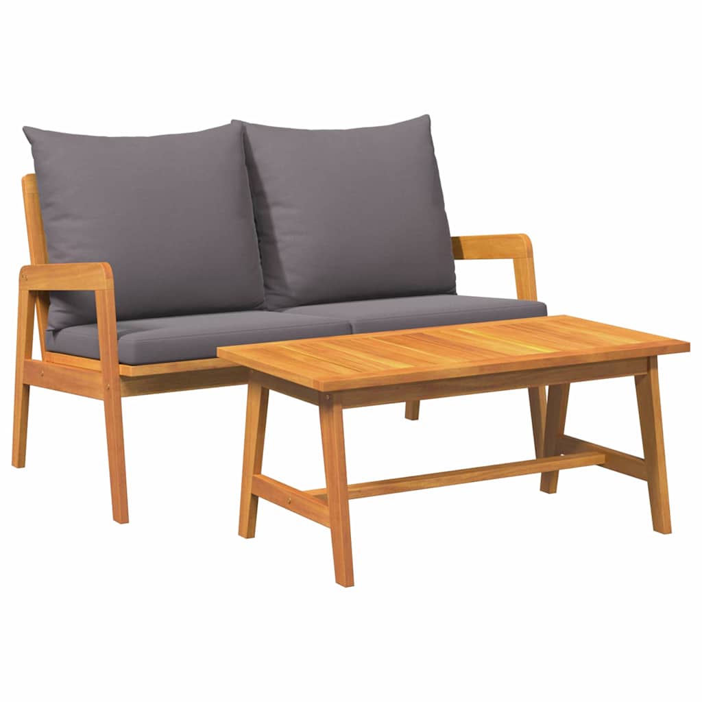 Bistrosett med pute 2 pcs Brun Massivt akasietre