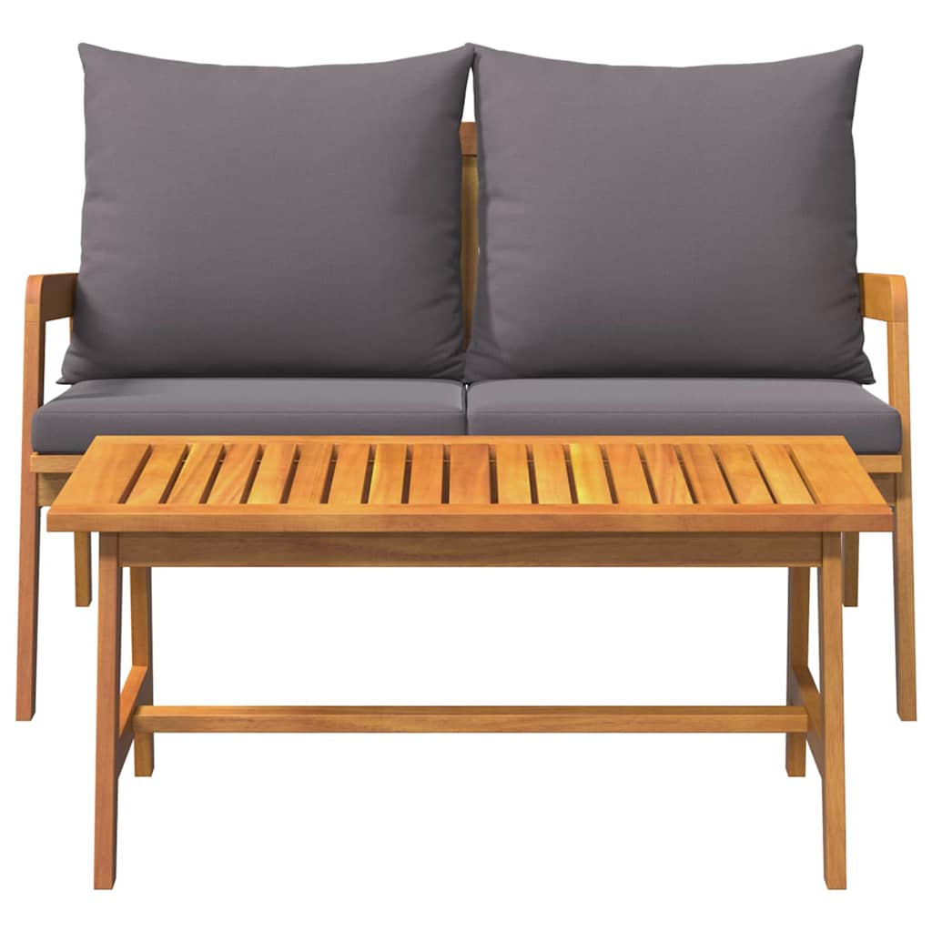 Bistrosett med pute 2 pcs Brun Massivt akasietre