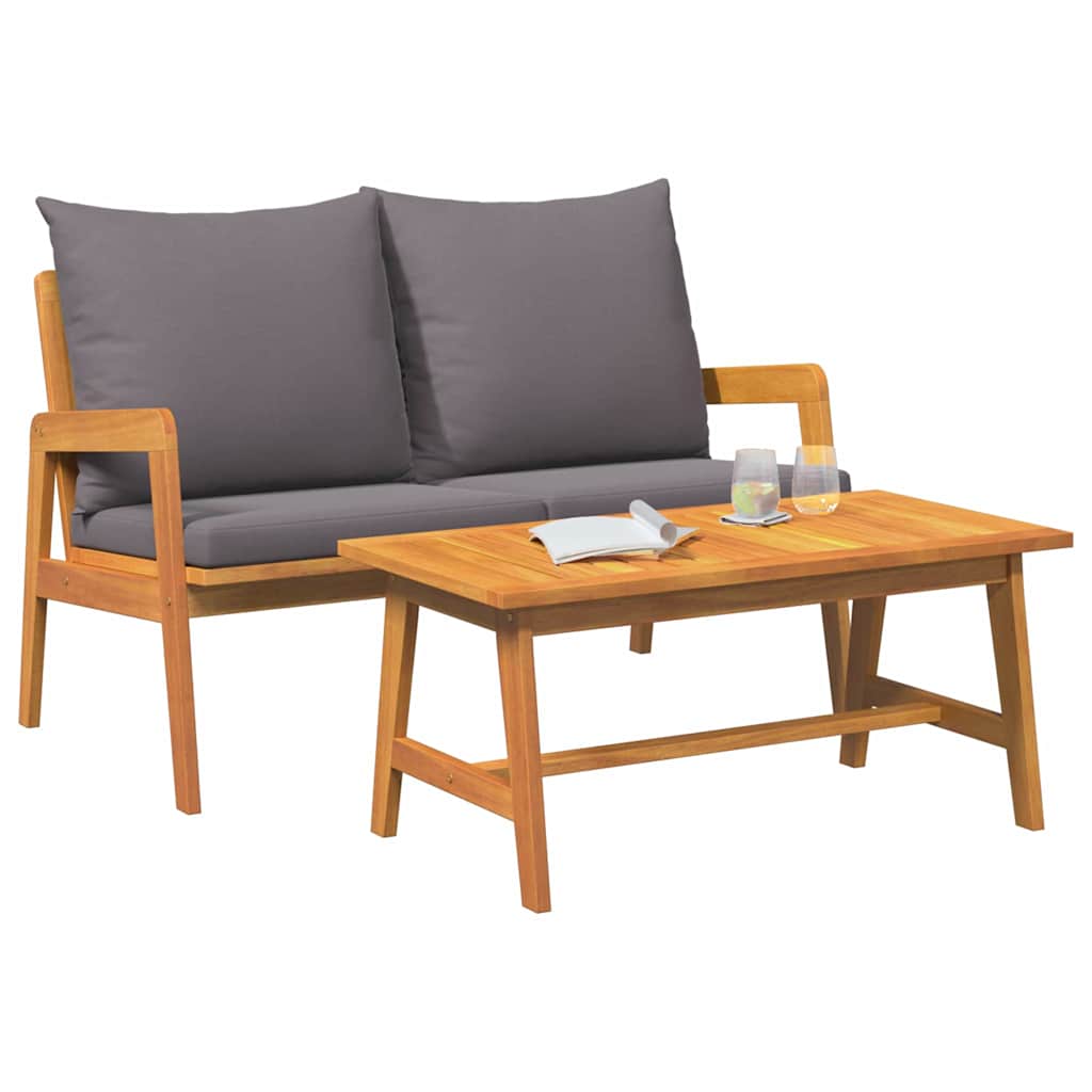 Bistrosett med pute 2 pcs Brun Massivt akasietre