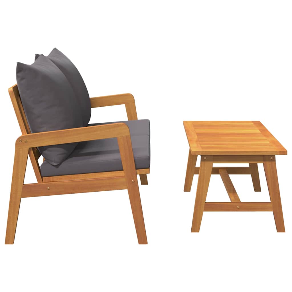 Bistrosett med pute 2 pcs Brun Massivt akasietre
