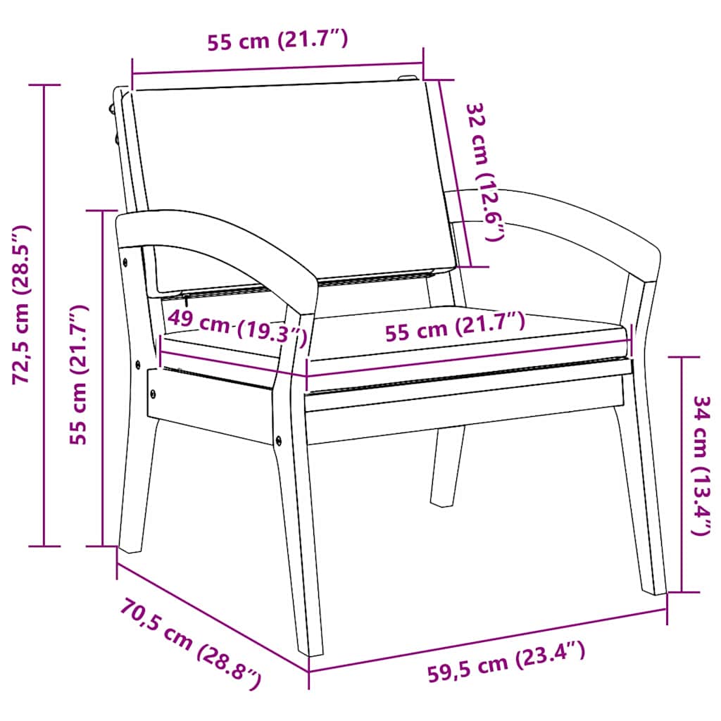 Hage Stol 2 pcs Brun Massivt akasietre