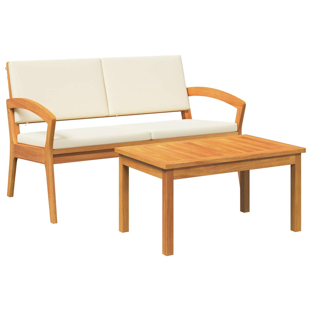 Bistrosett med pute 2 pcs Brun Massivt akasietre