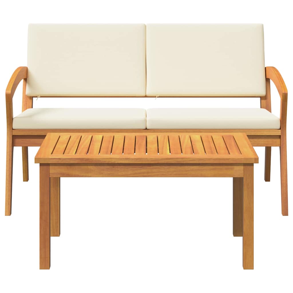 Bistrosett med pute 2 pcs Brun Massivt akasietre