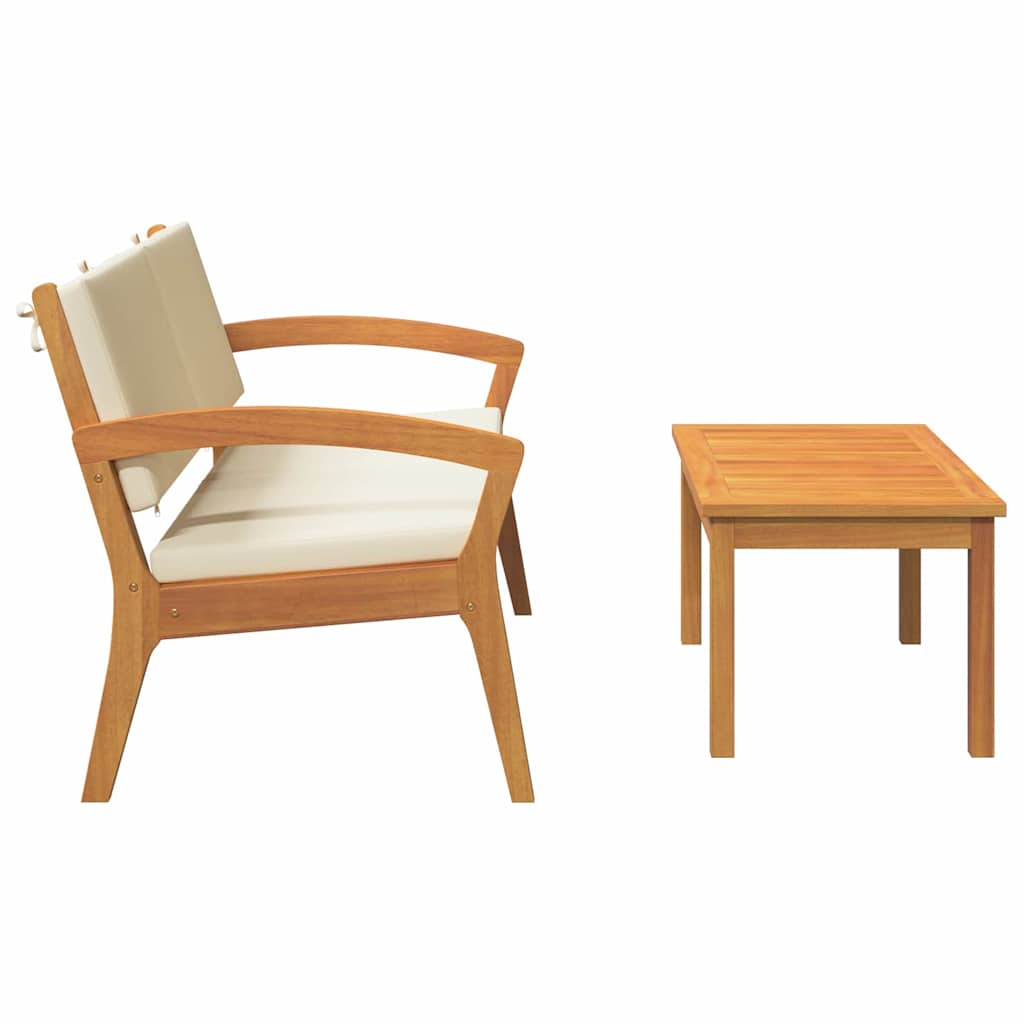 Bistrosett med pute 2 pcs Brun Massivt akasietre