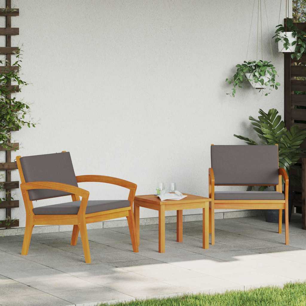 Hage Stol med pute 2 pcs Brun Massivt akasietre
