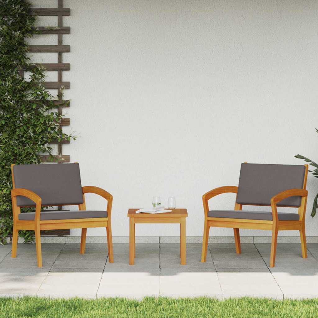 Hage Stol med pute 2 pcs Brun Massivt akasietre