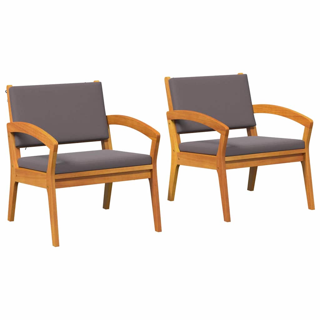 Hage Stol med pute 2 pcs Brun Massivt akasietre